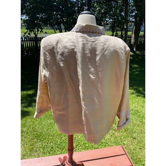 Coldwater Creek Embroidered Silk Blend Button-Up Top XXL Ivory & White - Picture 4 of 7